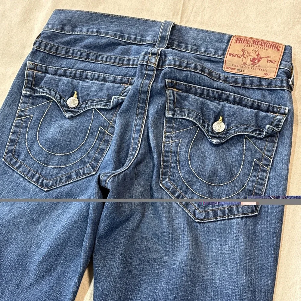 True Religion Billy Relaxed Bootcut Jeans Mens 34x34 Made in USA Flap Pockets